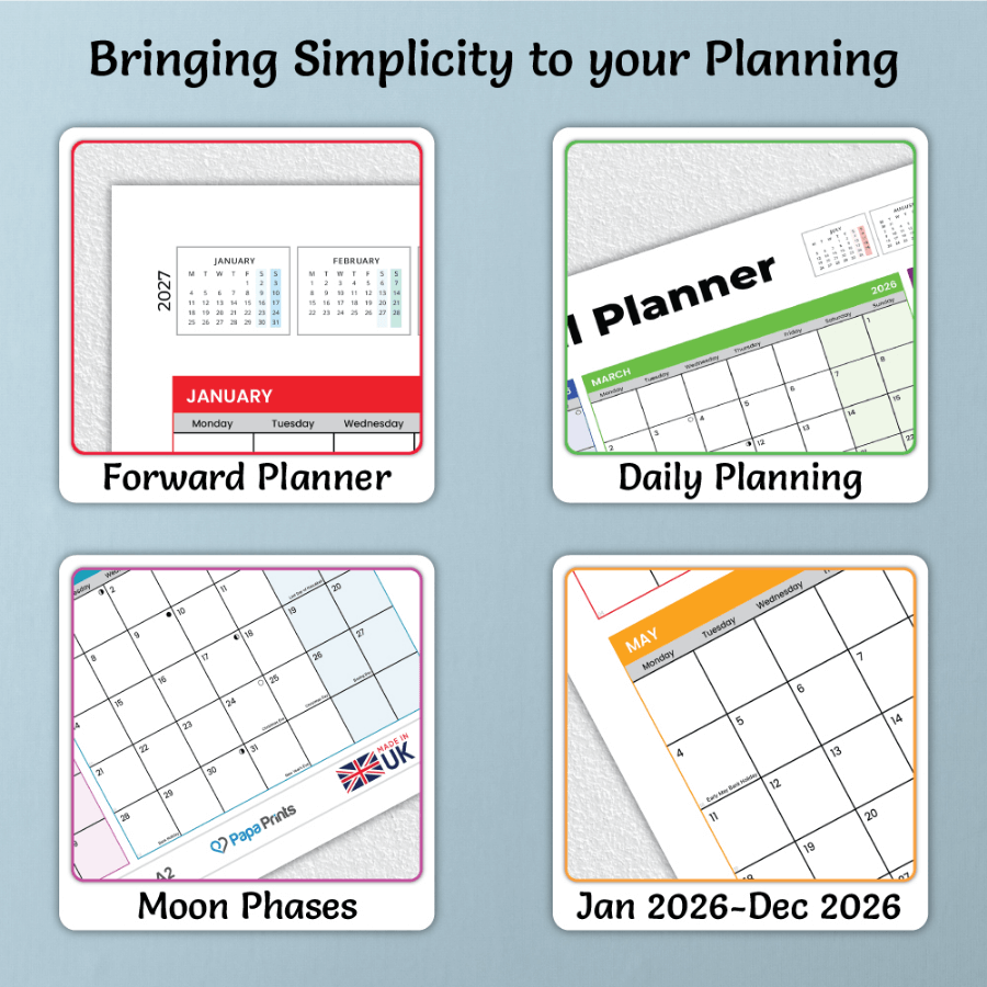 Large A2 Wall Year Planner with Notes Space