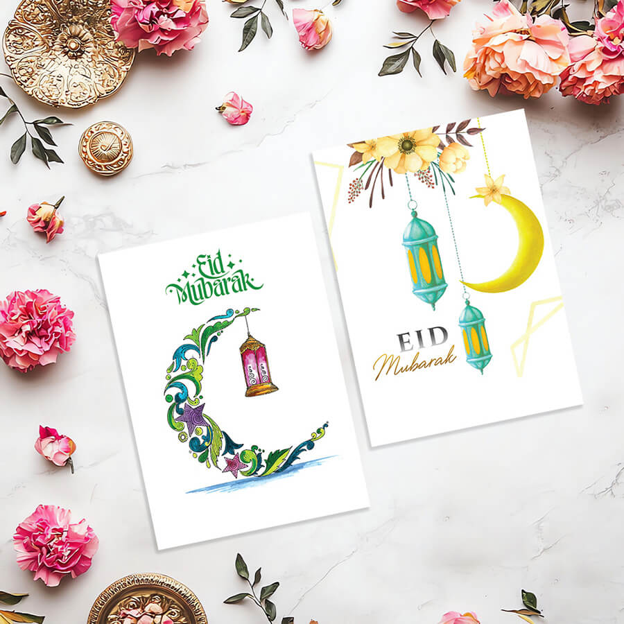 Eid Mubarak Cards - Pack of 12 - Islamic Eid Card UK