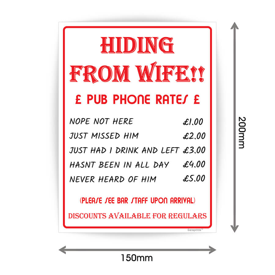 Hiding From Wife Bar Sign Sticker