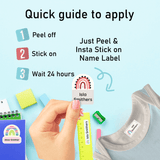 Peel and stick name labels for school uniforms