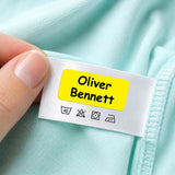 Yellow personalised washable clothing label