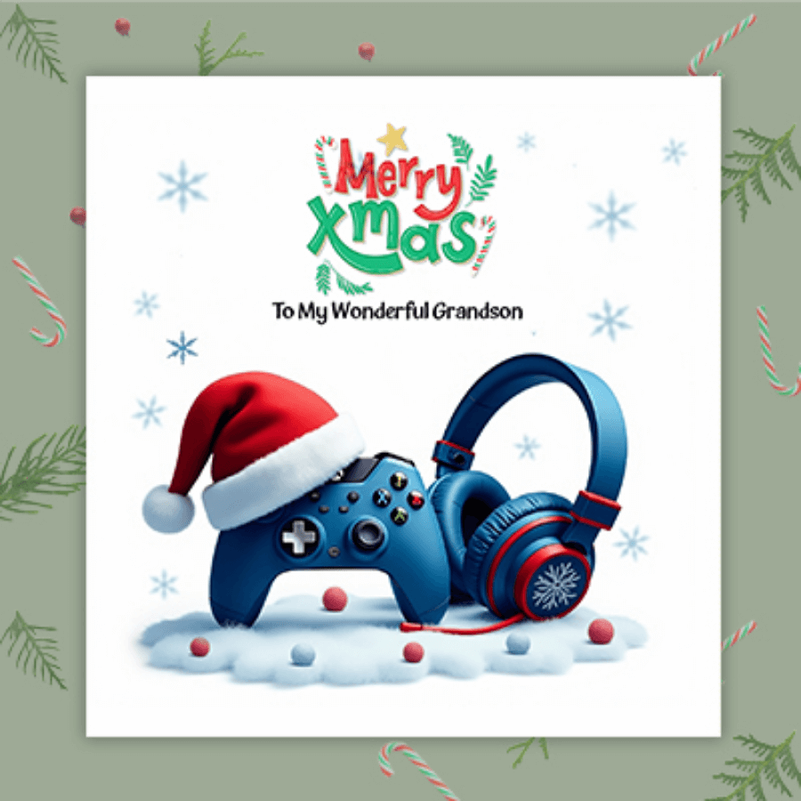 custom christmas card for grandson