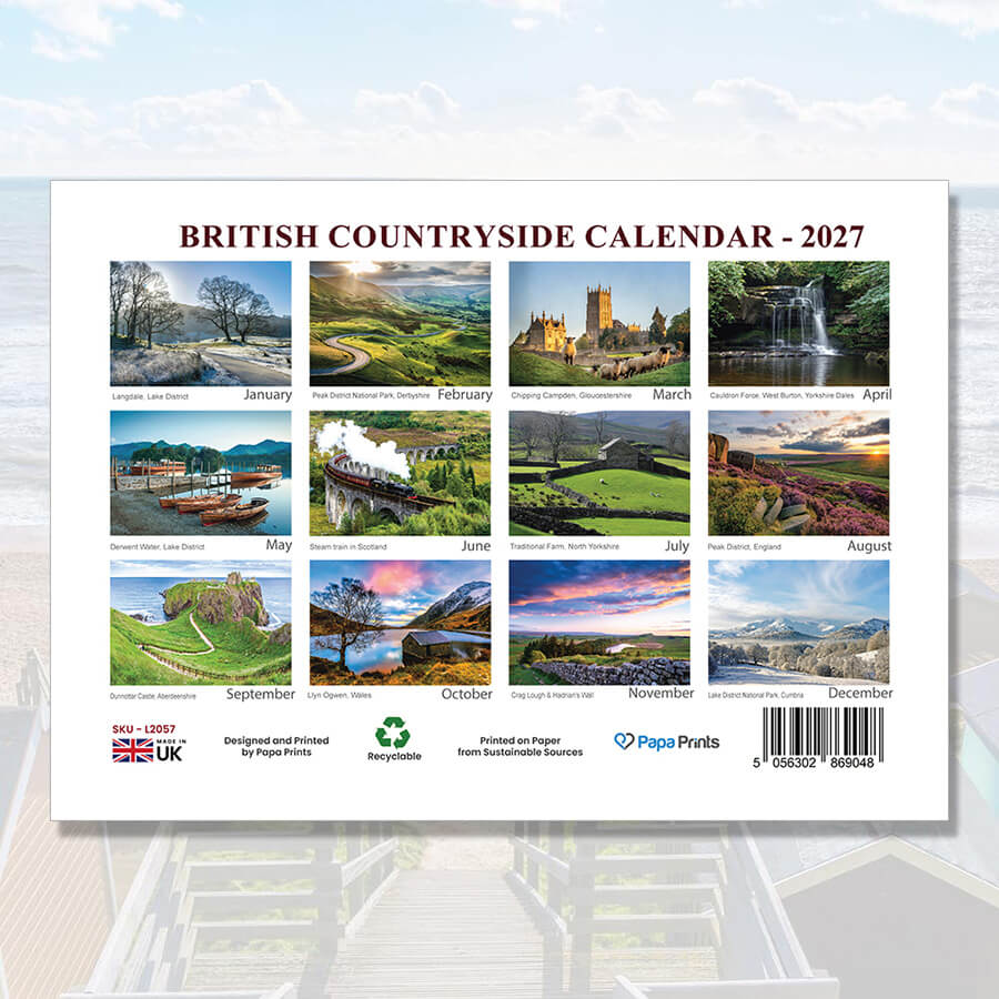 Scenic British Countryside Calendar 2027 A3 Wall Calendar