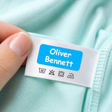 Sea Blue personalised washable clothing label