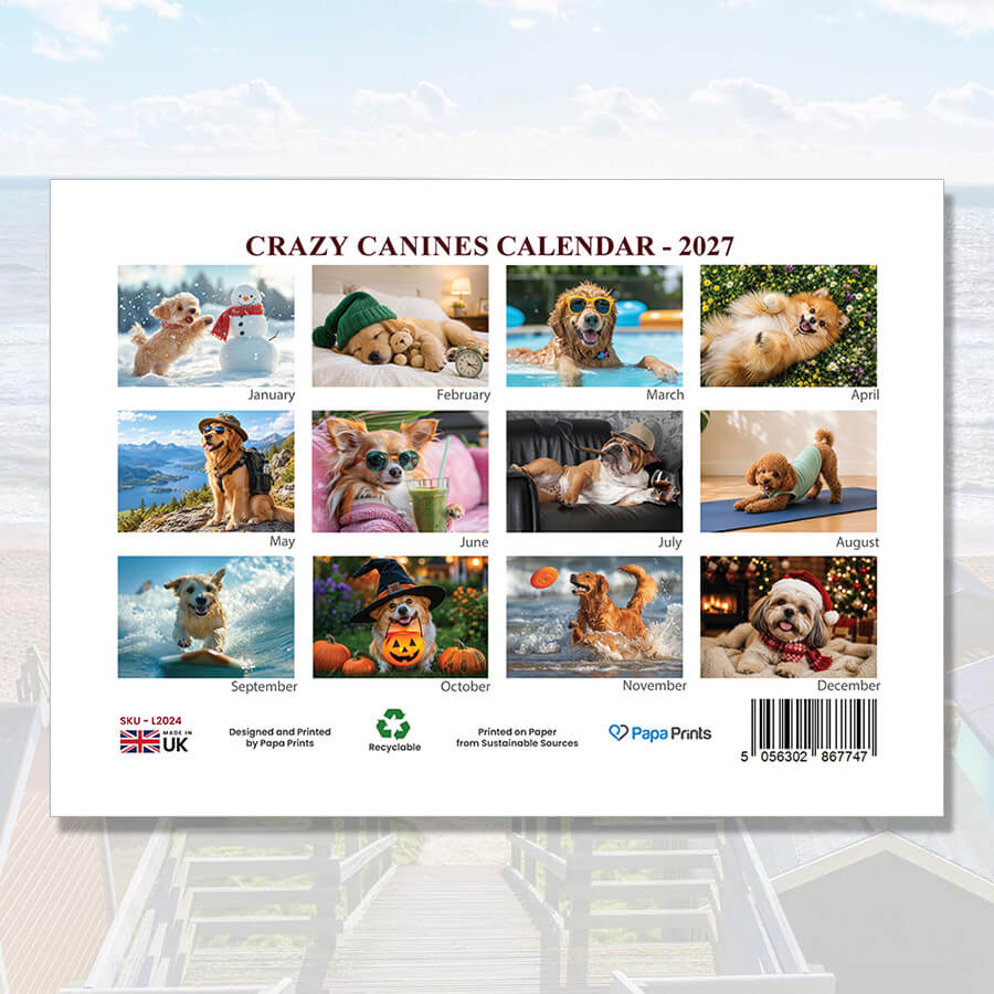 2027 A3 Dog Calendar Featuring Funny Canines