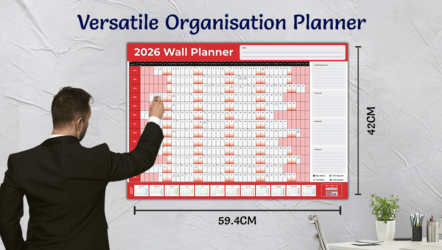 Wall Planner 2026 - A2 - Red