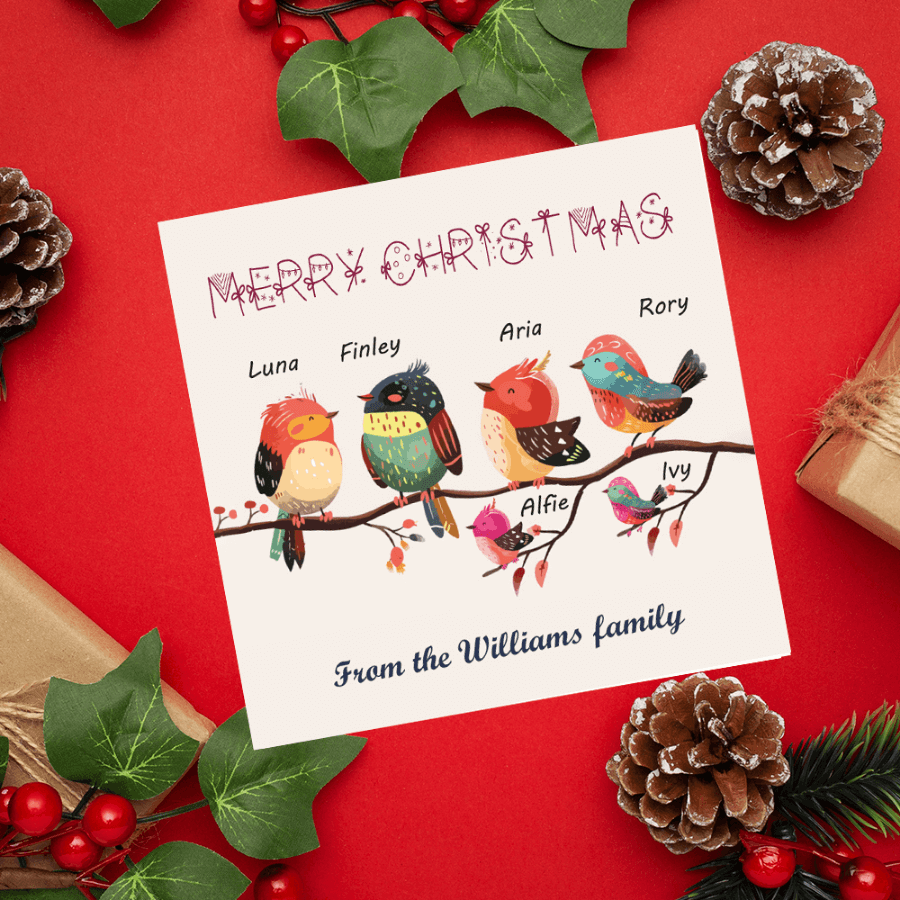 Personalised Bird Illustration Christmas Greeting Card