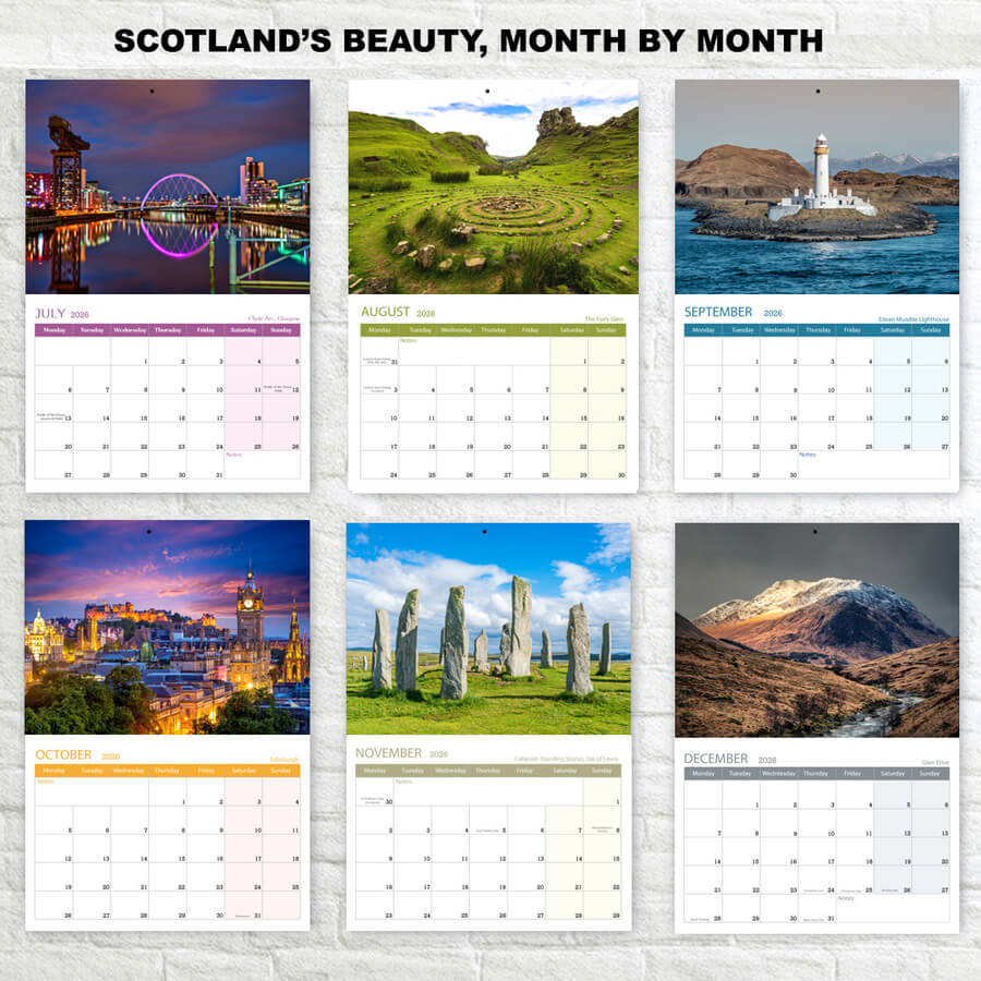 12-month Scotland calendar 2026 UK editioN
