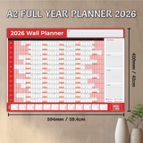 Wall Planner 2026 - A2 - Red