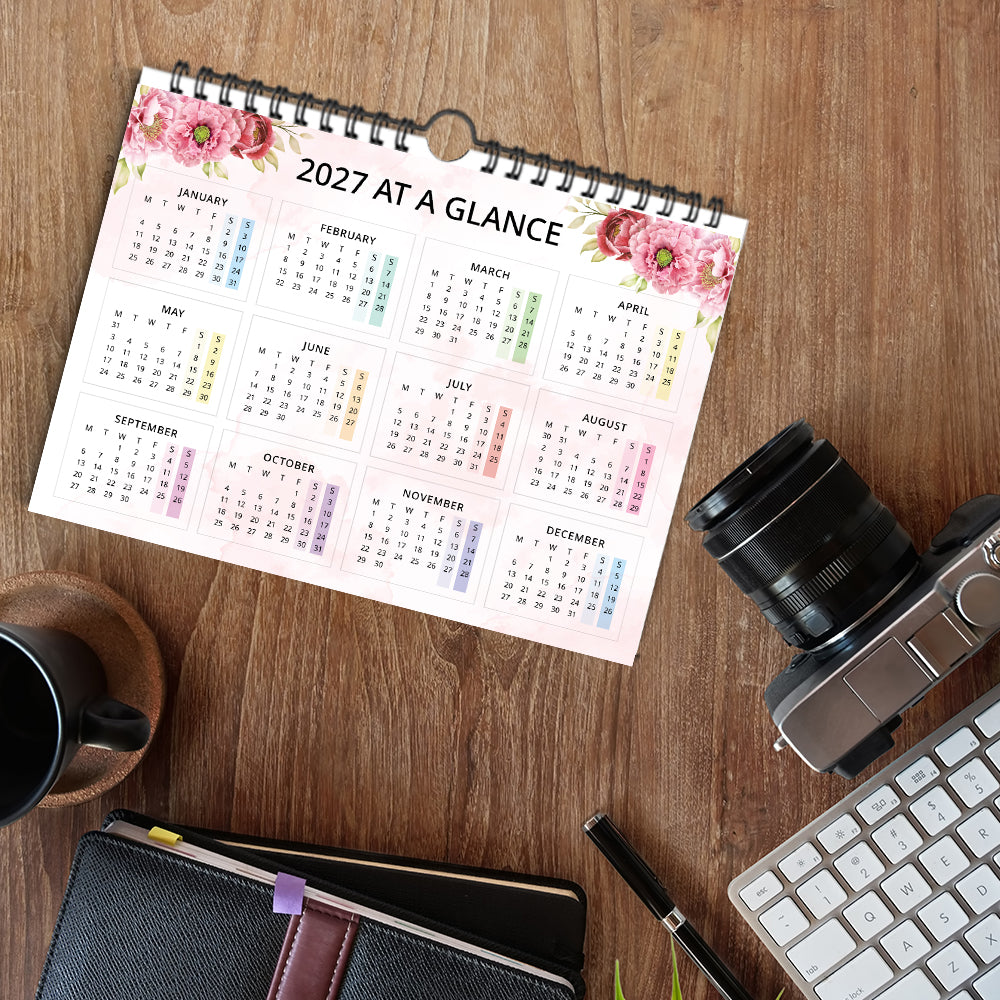 Twin wire bound flower calendar 2026