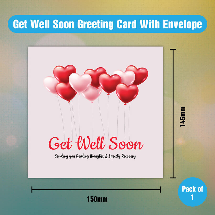 Cheerful Balloon Heart Get Well Soon Greeting Card