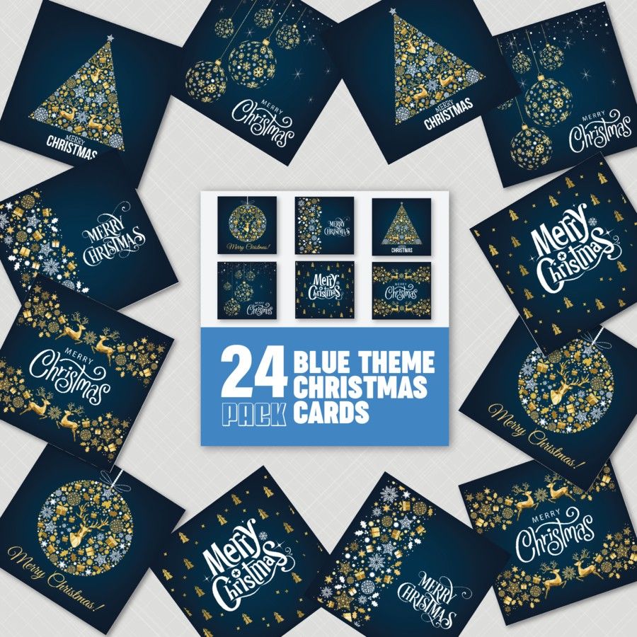 Stylish blue Christmas cards
