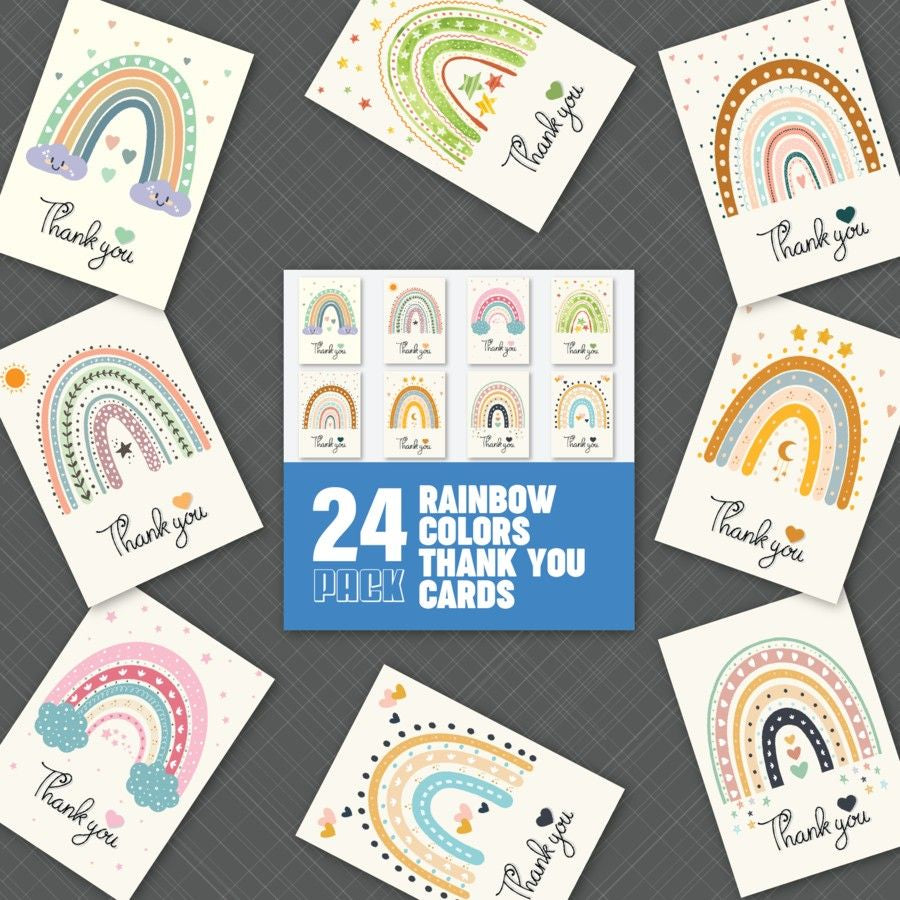 Rainbow color thank you cards