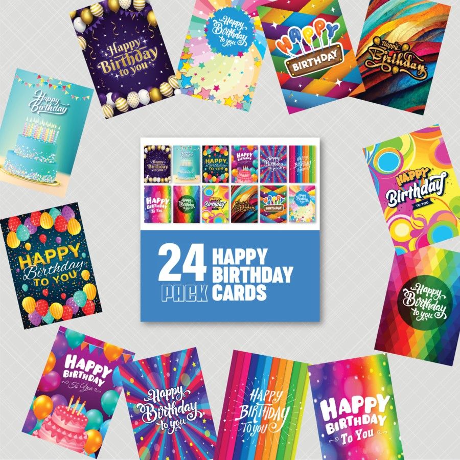 Vibrant A6 Birthday Cards - Pack of 12 & 24