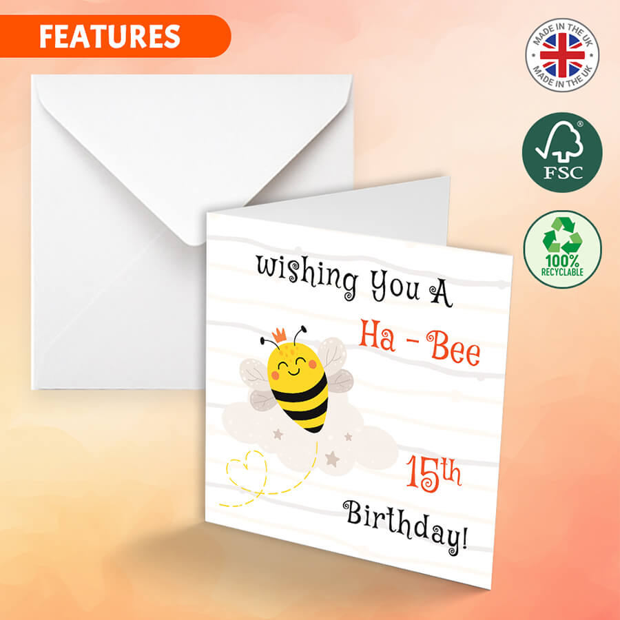 Custom Age Ha-Bee Birthday Greeting Card