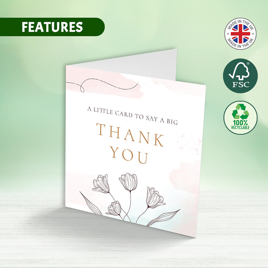 Elegant Floral Thank You Card With Matching Envelope