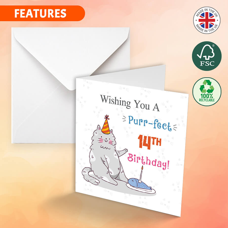 Personalised Cat Birthday Greeting Card With Age