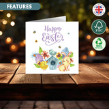happy easter greeting card bunny chick