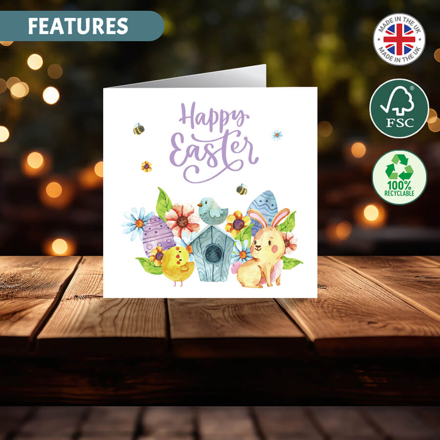 happy easter greeting card bunny chick