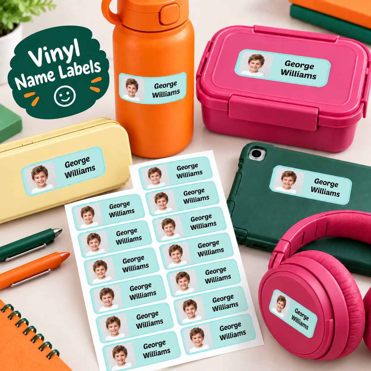Custom Photo Name Labels for Kids