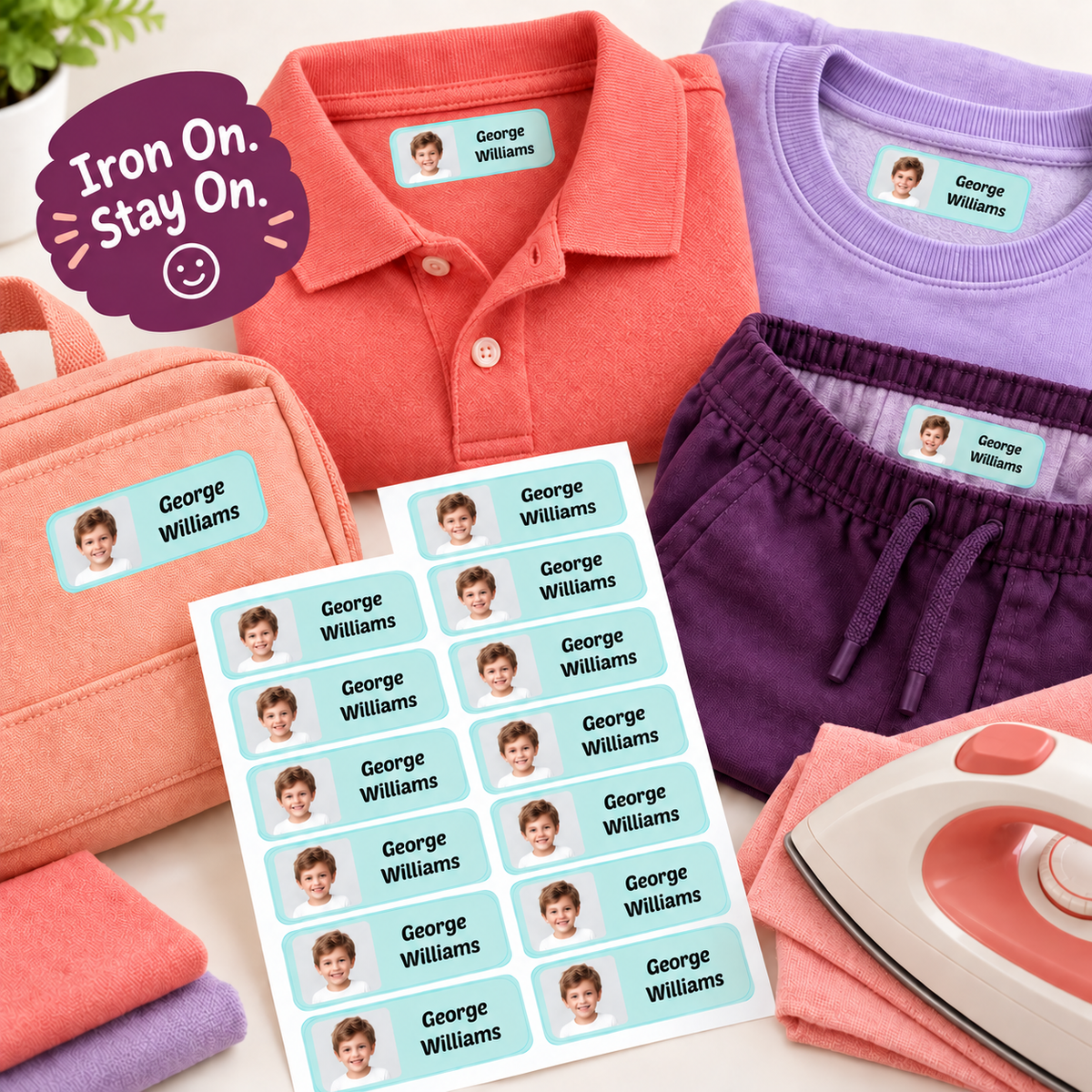 Iron-On Custom Photo Name Labels for Clothes