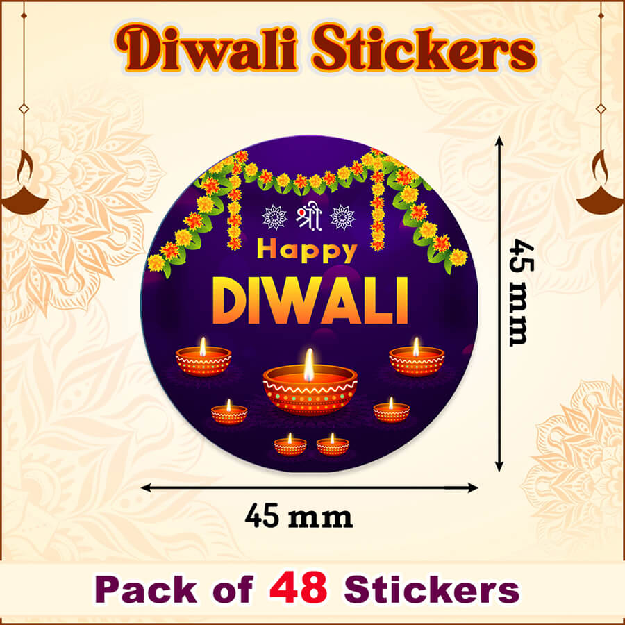 Vibrant Diwali stickers for gifts and decor