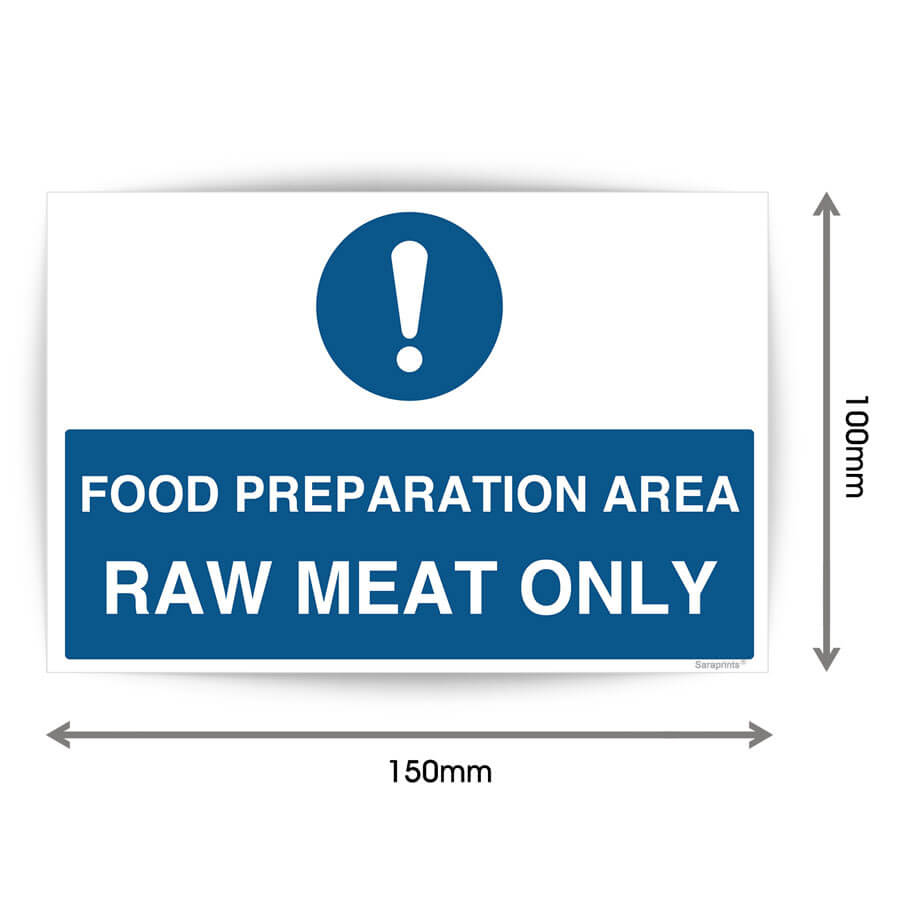 Food Preparation Area - Raw Meat Area Only Sign Sticker