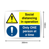 Social Distancing in Operation & Only One Person At a Time Sign Sticker