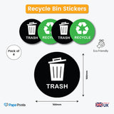 Green Recycle & Black Trash Bin Stickers