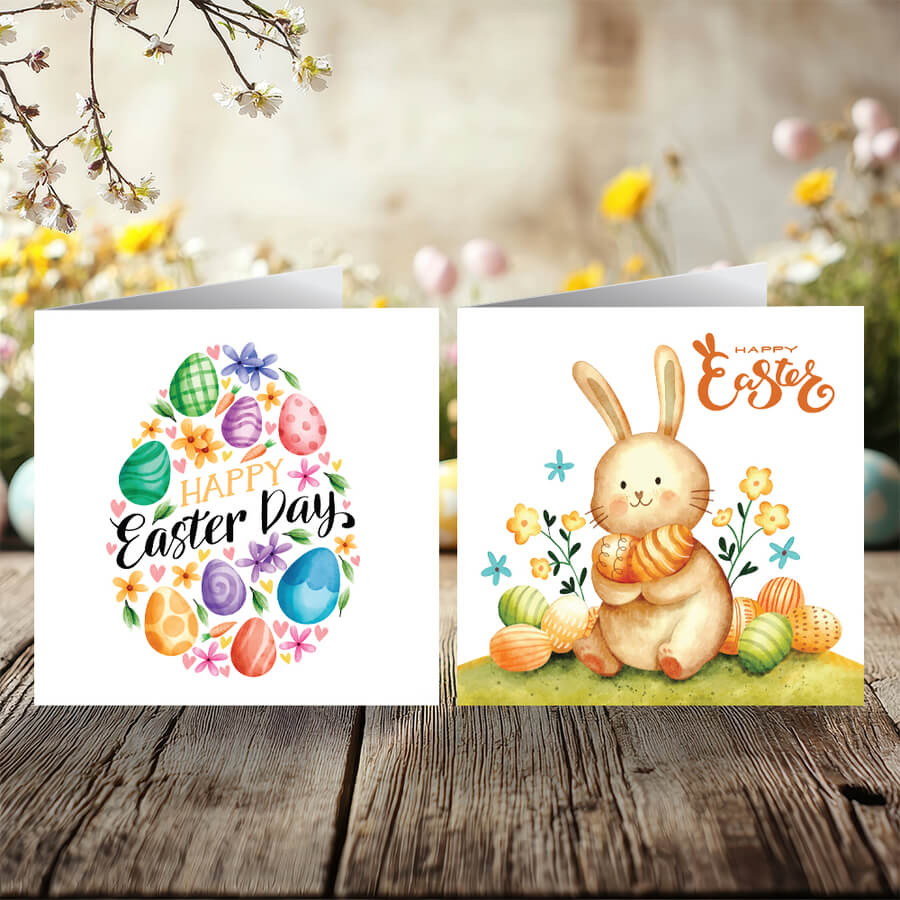 colourful easter greeting cards with envelopes