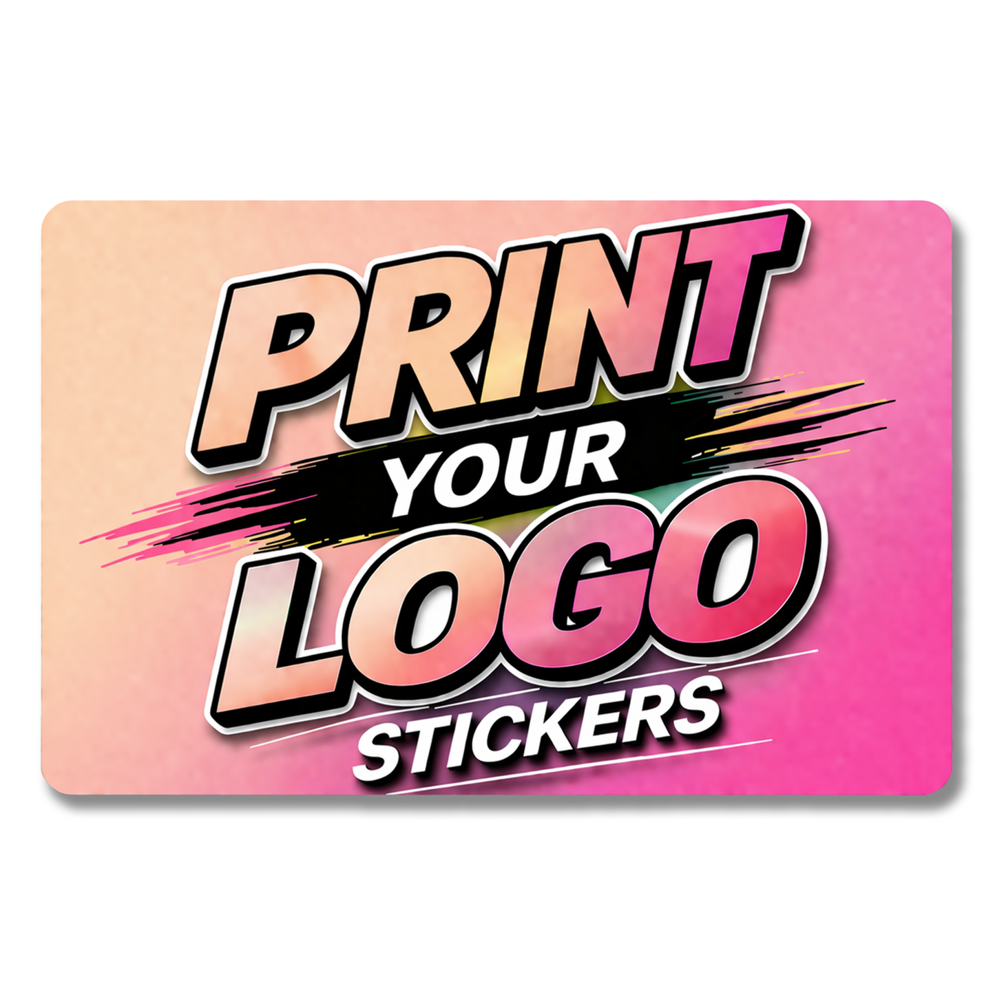 Personalised rectangle white vinyl logo stickers