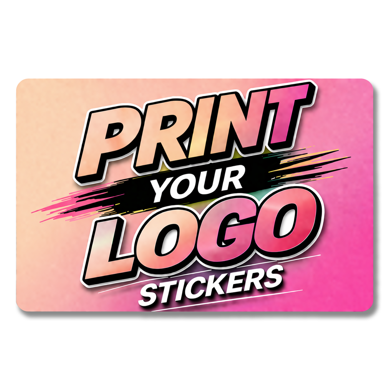 Personalised rectangle white vinyl logo stickers