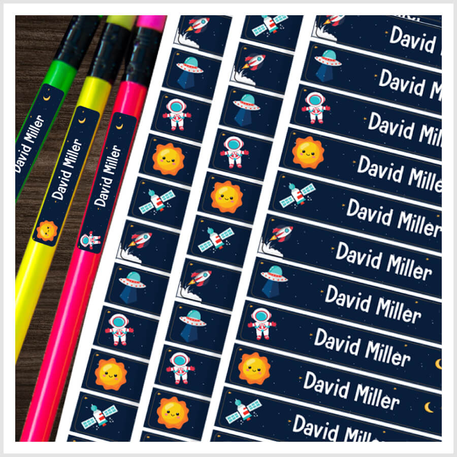 Slim 46x7mm name stickers – perfect for jackets, shoes, and lunch boxes