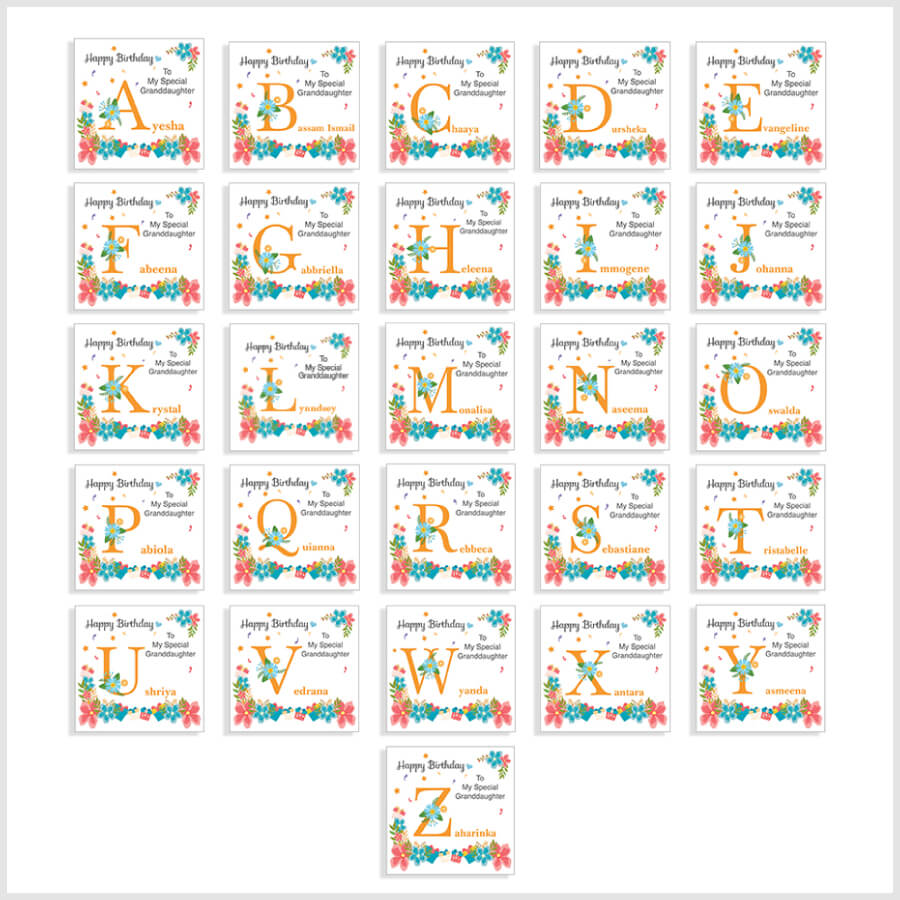 Personalised Initial Birthday Cards with Envelopes (A-Z)