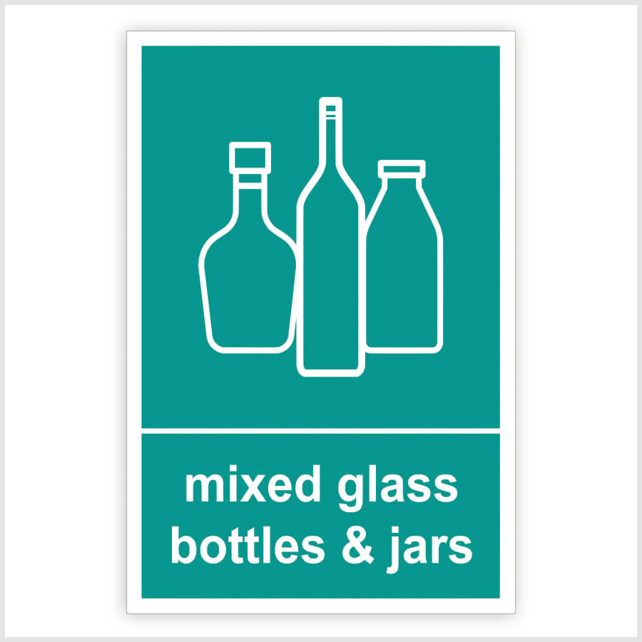 Mixed Glass Bottles & Jars Recycling Bin Sticker