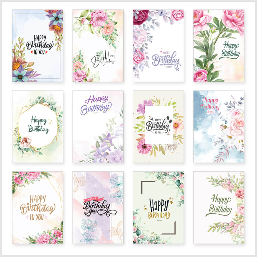 Blossoming Wishes Elegant Floral Birthday Greeting Cards Collection