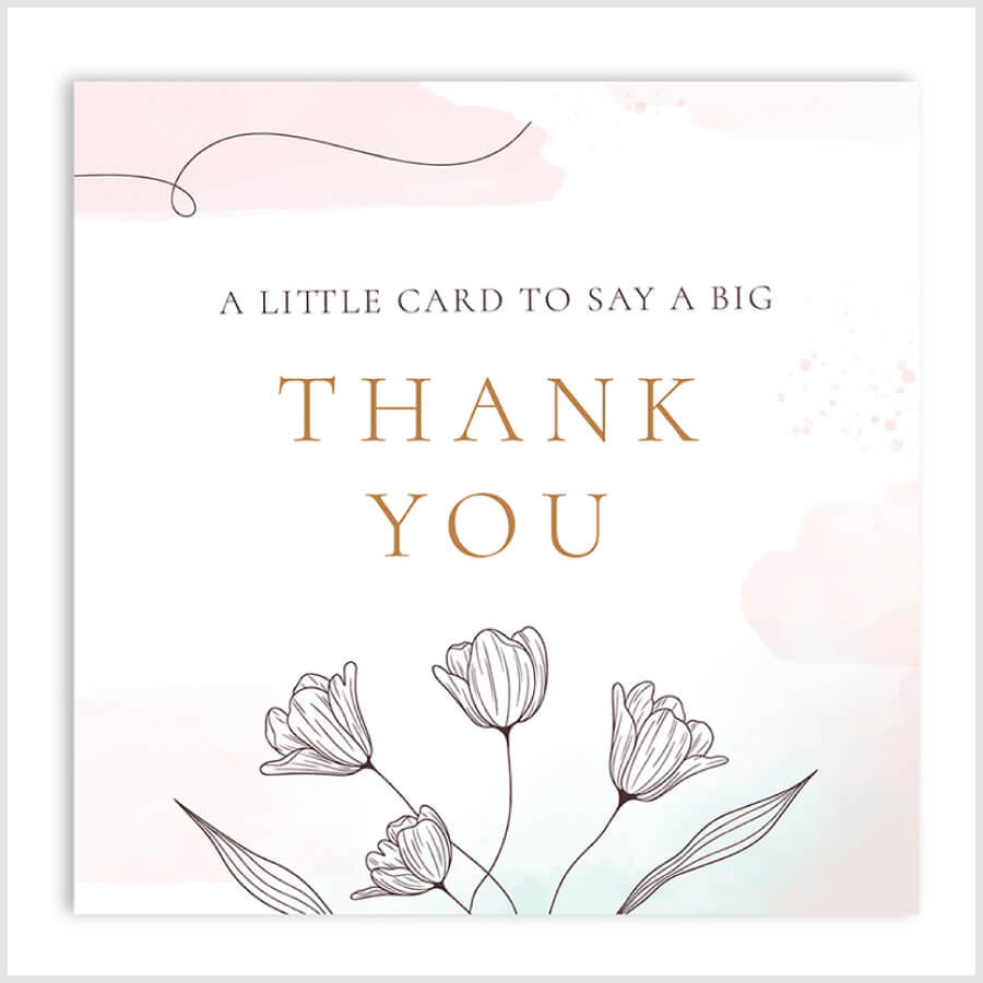 Elegant Floral Thank You Card With Matching Envelope