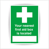 Your Nearest First Aid Box is Located Sign Sticker