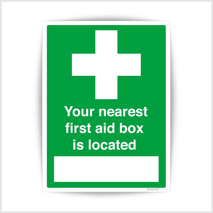 Your Nearest First Aid Box is Located Sign Sticker