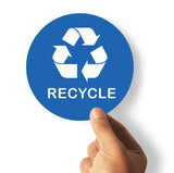 Blue Recycle and Black Trash Logo Bin Sticker