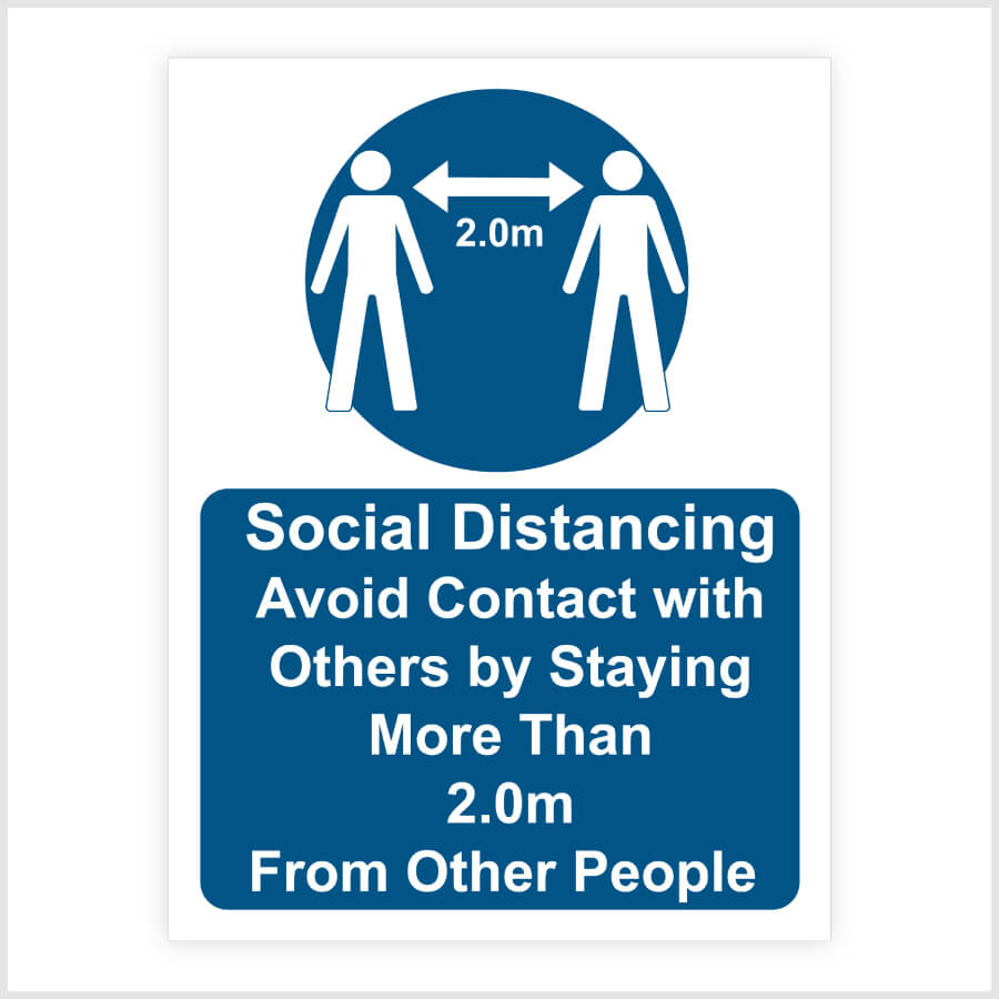 Avoid Contact With Others By Staying More Than 2.0m From Other People Sign Sticker