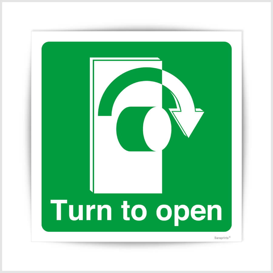 Turn To Open Clockwise Door Sign Sticker