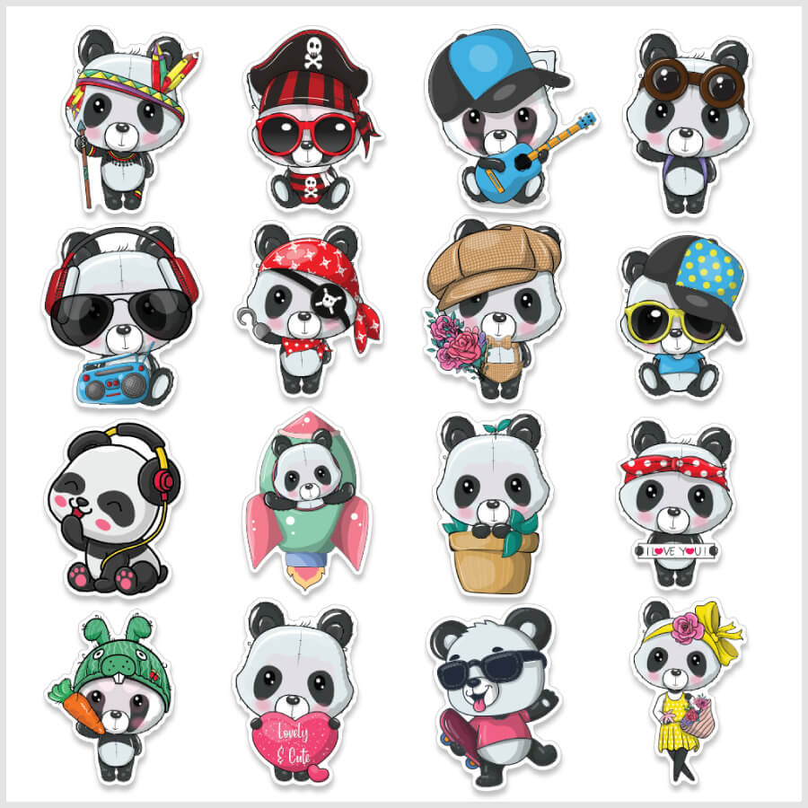 Panda vinyl stickers/ Cute panda decals/ Adorable animal laptop decals ...