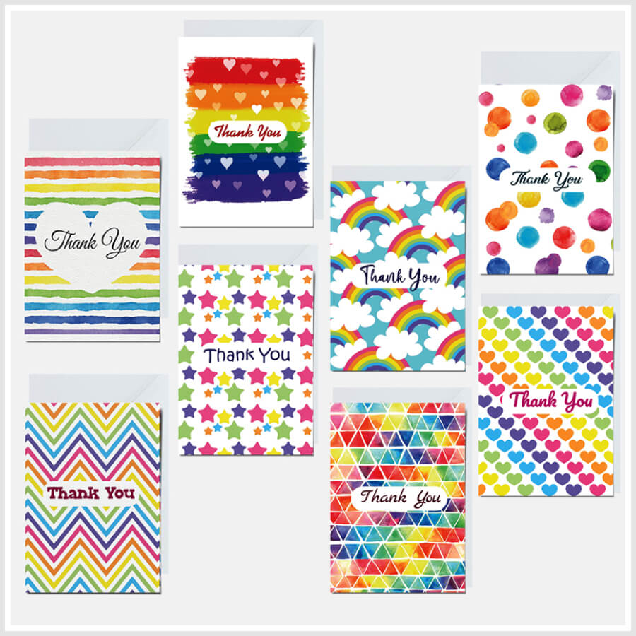 Vibrant Thanks A6 Rainbow Colors Cards for Expressing Appreciation