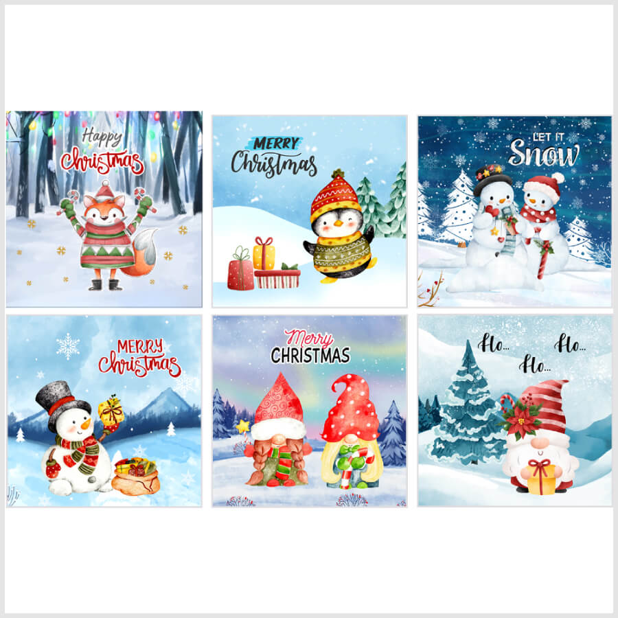 Unique Christmas cards with hand-drawn illustrations