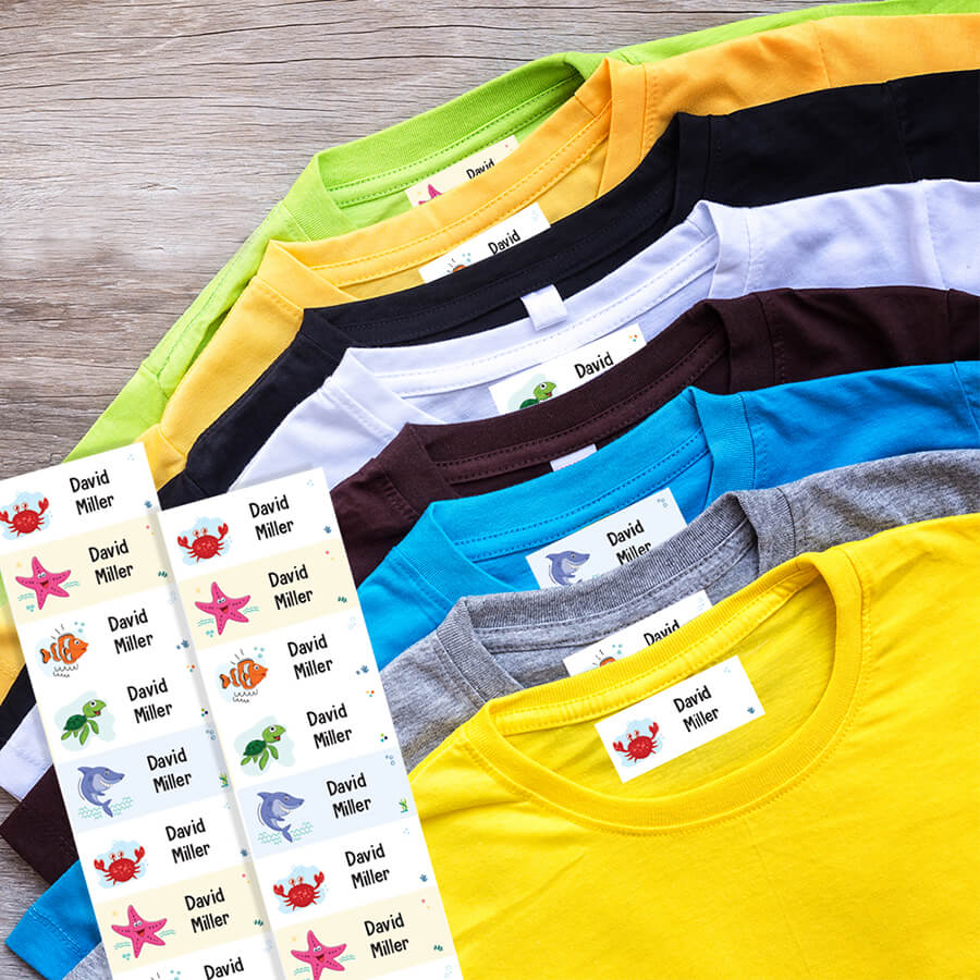 Name labels for school supplies