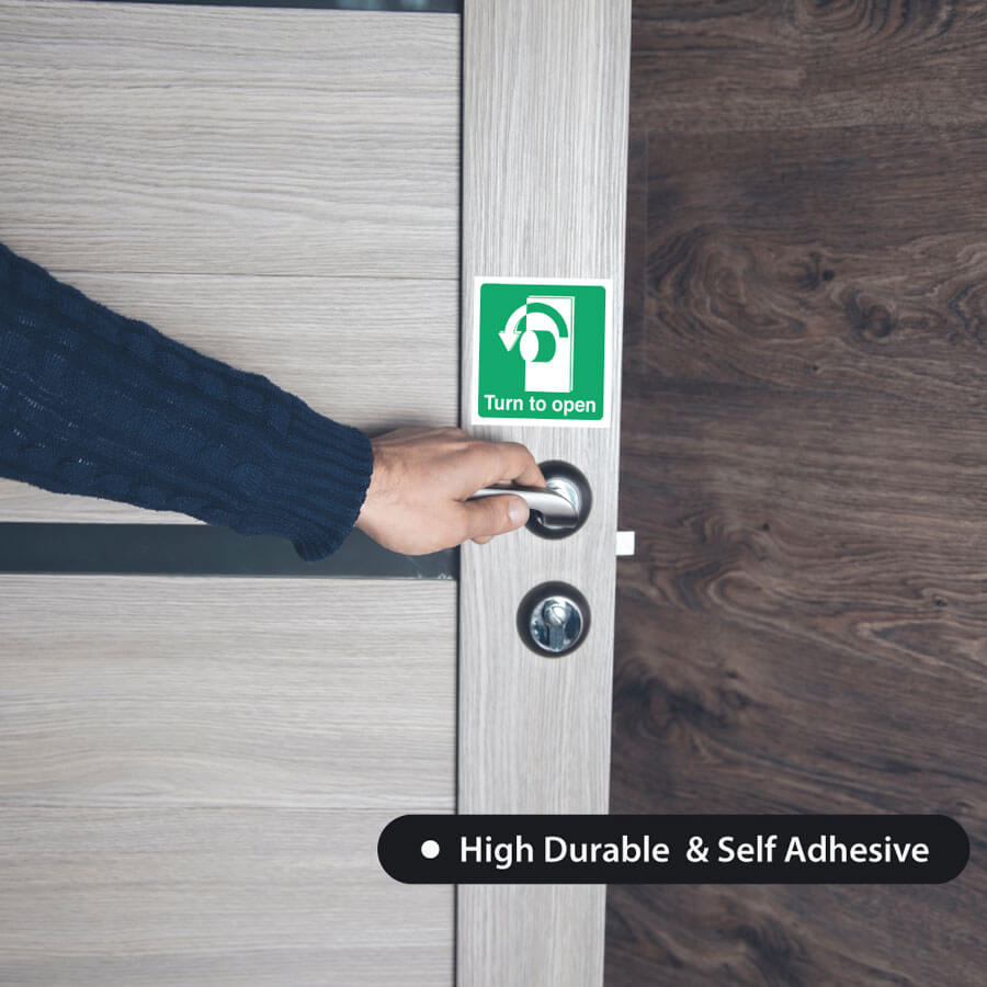 Clockwise Signage Fire door signage sticker/Fire safety symbols sticker/Turn to Open Fire ...