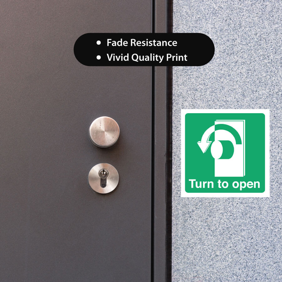 Turn Anti-Clockwise To Open Symbol Sign Sticker