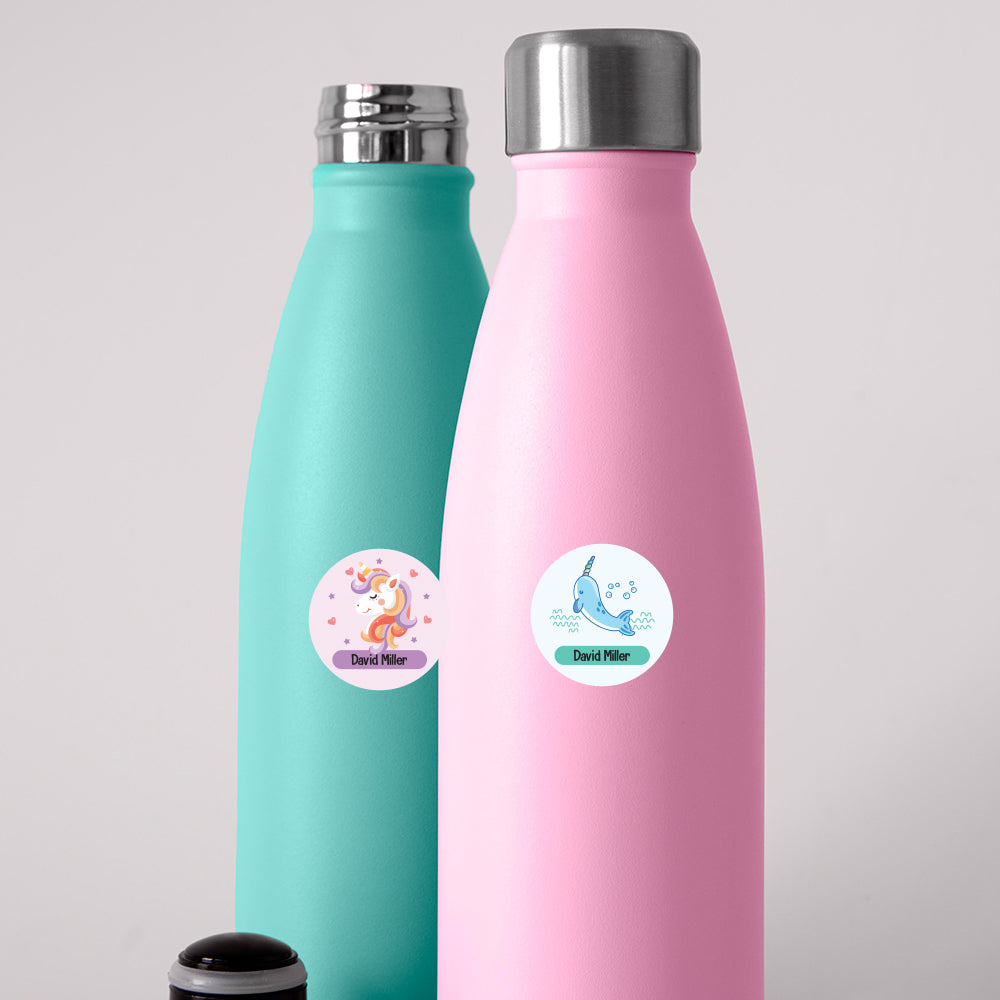 Water bottle name label