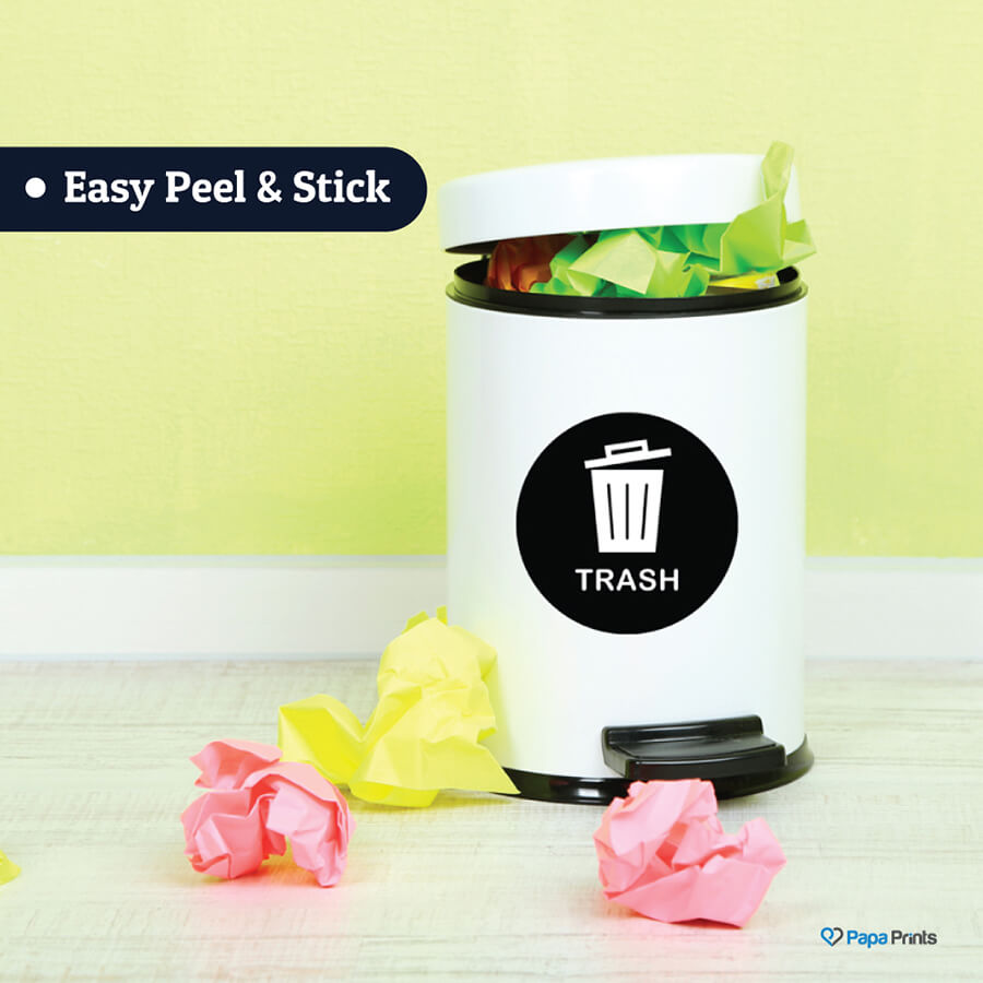 Blue Recycle and Black Trash Logo Bin Sticker
